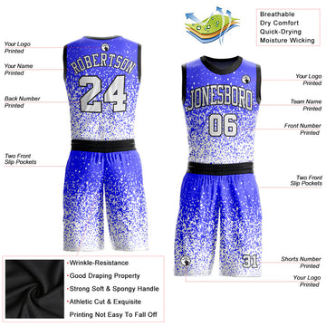 Custom Purple White-Black Round Neck Sublimation Basketball Suit Jersey