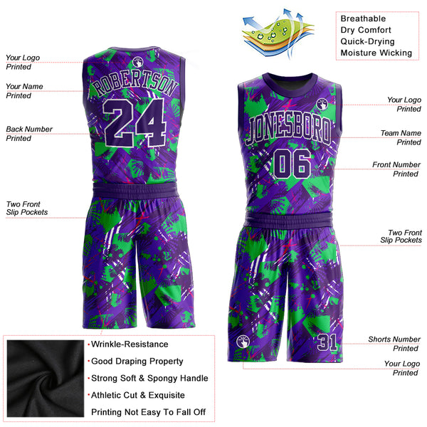 Purple Sublimation Personalized Cool Basketball Uniforms