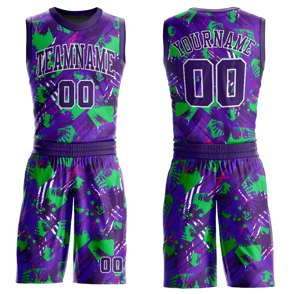 Custom Purple Sublimated Basketball Uniforms College Popular