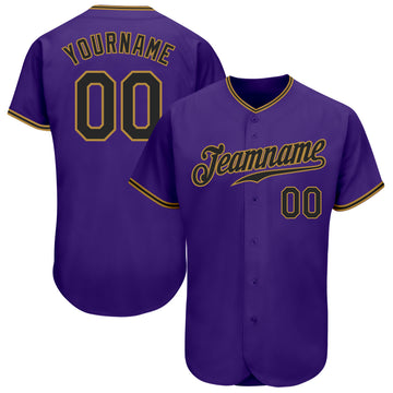 Custom Purple Black-Old Gold Authentic Baseball Jersey