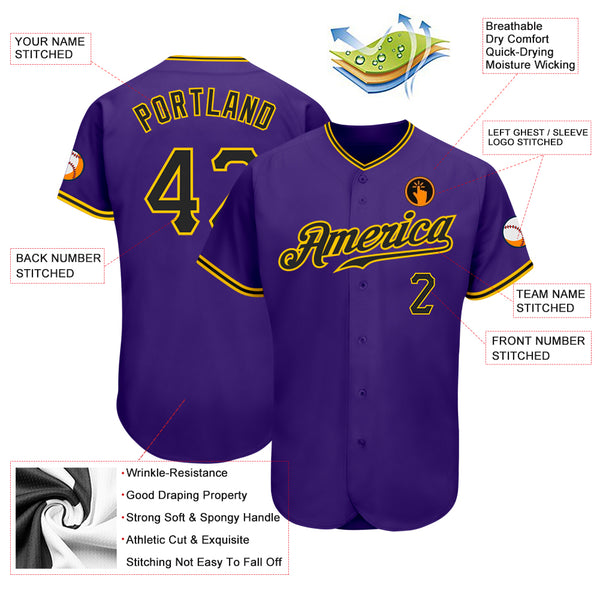 Cheap Custom Black Purple-Gold Authentic Baseball Jersey Free Shipping –  CustomJerseysPro