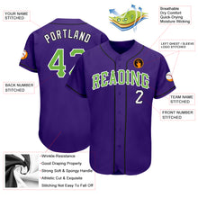 Load image into Gallery viewer, Custom Purple Neon Green White-Black Authentic Baseball Jersey
