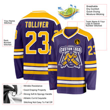 Загрузить изображение в средство просмотра галереи, Custom Purple Gold-White Hockey Jersey
