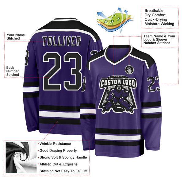 Cheap Custom Purple Black-White Hockey Jersey Free Shipping –  CustomJerseysPro