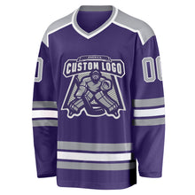 Charger l&#39;image dans la galerie, Custom Purple Gray-White Hockey Jersey
