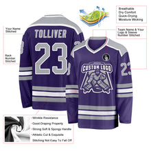 Charger l&#39;image dans la galerie, Custom Purple Gray-White Hockey Jersey
