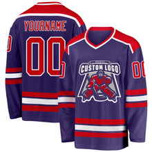 Загрузить изображение в средство просмотра галереи, Custom Purple Red-White Hockey Jersey
