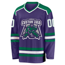 Загрузить изображение в средство просмотра галереи, Custom Purple White-Kelly Green Hockey Jersey
