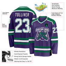 Загрузить изображение в средство просмотра галереи, Custom Purple White-Kelly Green Hockey Jersey
