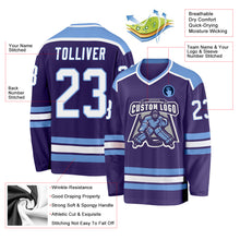 Загрузить изображение в средство просмотра галереи, Custom Purple White-Light Blue Hockey Jersey
