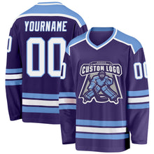 Загрузить изображение в средство просмотра галереи, Custom Purple White-Light Blue Hockey Jersey
