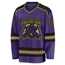 Загрузить изображение в средство просмотра галереи, Custom Purple Black-Old Gold Hockey Jersey
