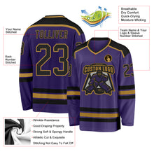 Загрузить изображение в средство просмотра галереи, Custom Purple Black-Old Gold Hockey Jersey
