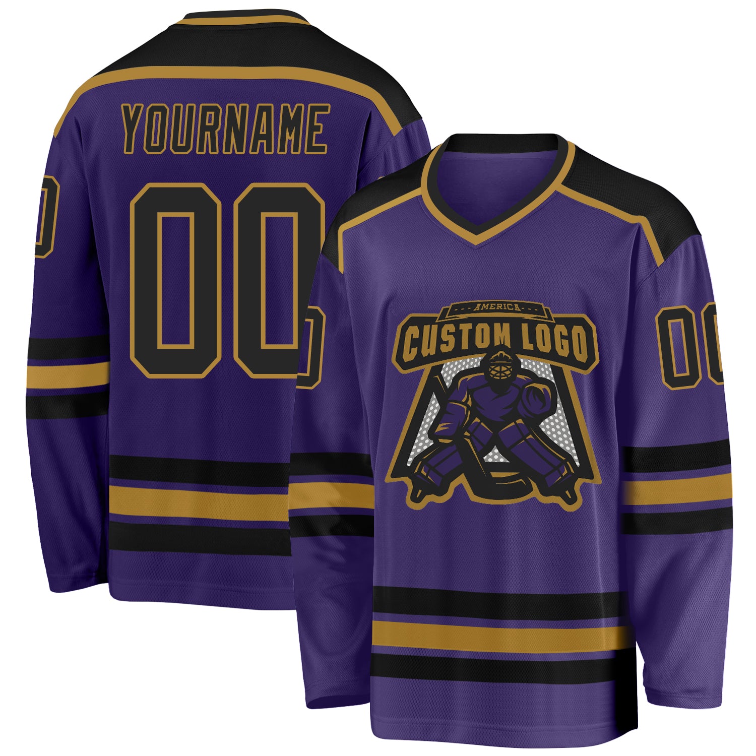 Green Gold Purple Sublimated Hockey Jerseys Custom Design | YoungSpeeds