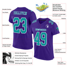 Charger l&#39;image dans la galerie, Custom Purple Aqua-White Mesh Authentic Football Jersey
