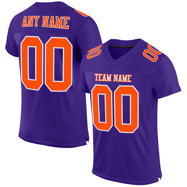 Custom White Purple-Orange Mesh Authentic Football Jersey Discount