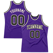 Загрузить изображение в средство просмотра галереи, Custom Purple Black-Cream Authentic Throwback Basketball Jersey
