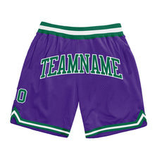 Charger l&#39;image dans la galerie, Custom Purple Kelly Green-White Authentic Throwback Basketball Shorts
