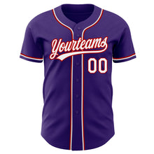 Load image into Gallery viewer, Custom Purple White-Red Authentic Baseball Jersey
