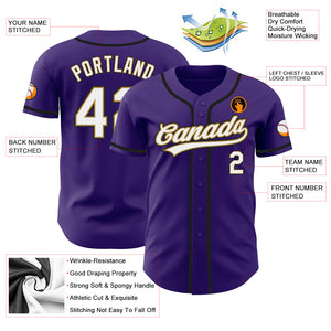 Custom Purple White Old Gold-Black Authentic Baseball Jersey