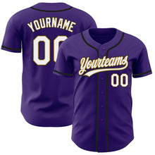 Laden Sie das Bild in den Galerie-Viewer, Custom Purple White Old Gold-Black Authentic Baseball Jersey
