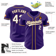 Load image into Gallery viewer, Custom Purple White-Old Gold Authentic Baseball Jersey
