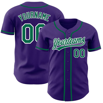 Custom Purple Kelly Green-White Authentic Baseball Jersey