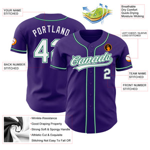 Custom Purple White-Kelly Green Authentic Baseball Jersey