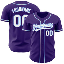 Load image into Gallery viewer, Custom Purple White-Light Blue Authentic Baseball Jersey
