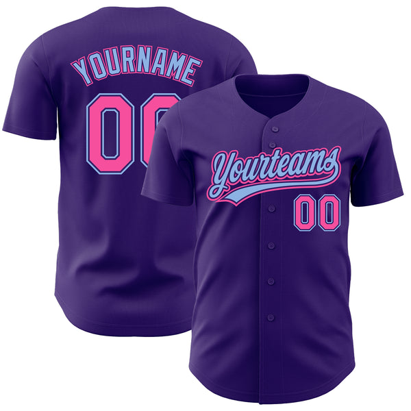 Custom Navy Pink-Light Blue Authentic Baseball Jersey Discount