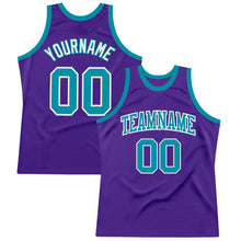 Загрузить изображение в средство просмотра галереи, Custom Purple Teal-White Authentic Throwback Basketball Jersey
