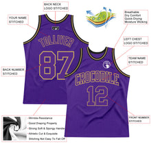 Загрузить изображение в средство просмотра галереи, Custom Purple Purple Old Gold-Black Authentic Throwback Basketball Jersey
