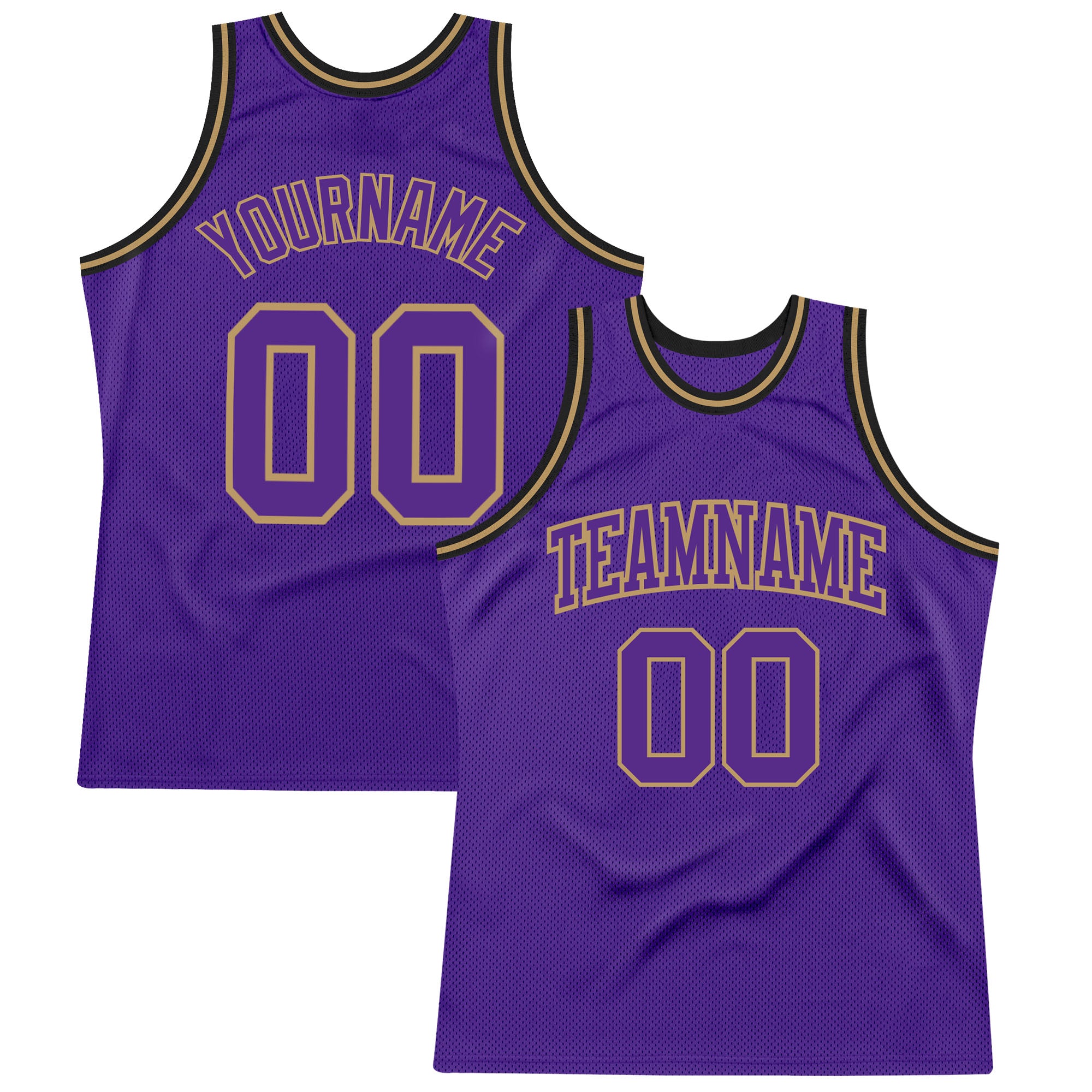 Custom Purple Purple-Old Gold Authentic Throwback Basketball Jersey