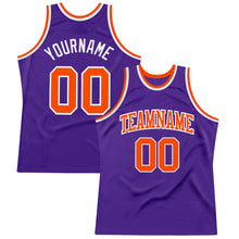 Load image into Gallery viewer, Custom Purple Orange-White Authentic Throwback Basketball Jersey
