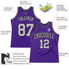 Charger l&#39;image dans la galerie, Custom Purple Gray-Black Authentic Throwback Basketball Jersey
