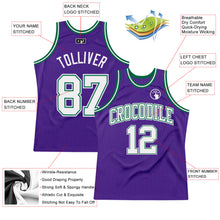 Загрузить изображение в средство просмотра галереи, Custom Purple White-Kelly Green Authentic Throwback Basketball Jersey
