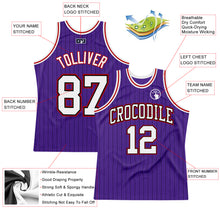 Laden Sie das Bild in den Galerie-Viewer, Custom Purple Black Pinstripe White-Red Authentic Basketball Jersey
