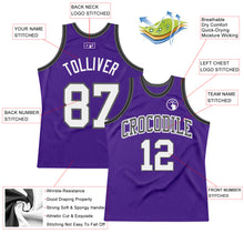 Laden Sie das Bild in den Galerie-Viewer, Custom Purple White Steel Gray-Black Authentic Throwback Basketball Jersey
