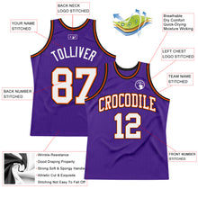 Charger l&#39;image dans la galerie, Custom Purple White Orange-Black Authentic Throwback Basketball Jersey
