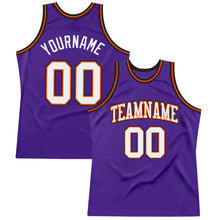 Charger l&#39;image dans la galerie, Custom Purple White Orange-Black Authentic Throwback Basketball Jersey
