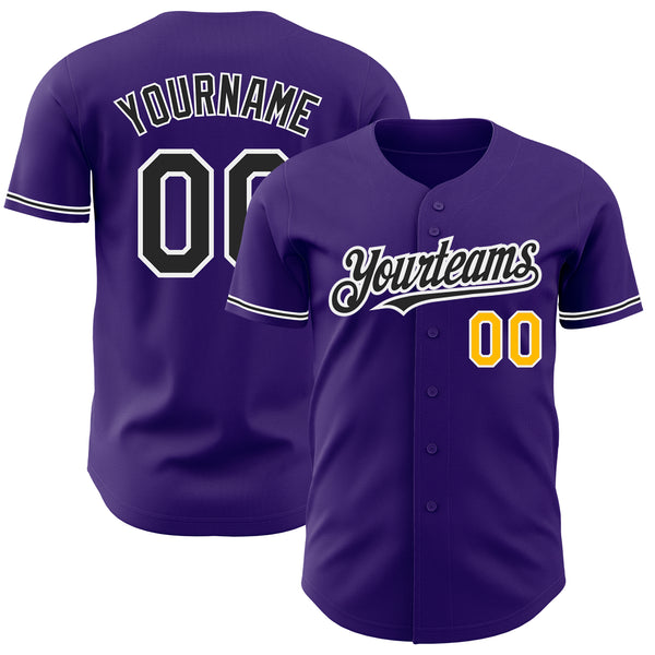 Custom Purple Black-Gold Authentic Classic Baseball Jersey