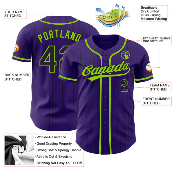 Cheap Custom Neon Green Black Pinstripe Purple Authentic Baseball Jersey  Free Shipping – CustomJerseysPro