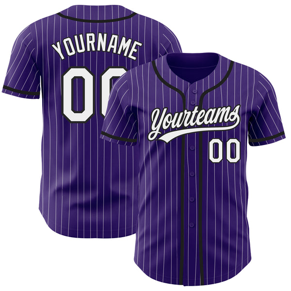 Cheap Custom Black White Pinstripe Purple-White Authentic