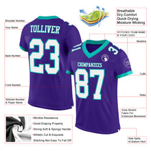 Charger l&#39;image dans la galerie, Custom Purple White-Aqua Mesh Authentic Football Jersey
