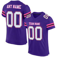 Laden Sie das Bild in den Galerie-Viewer, Custom Purple White Black-Pink Mesh Authentic Football Jersey
