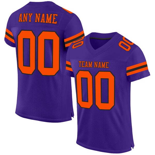 Custom White Purple-Orange Mesh Authentic Football Jersey Discount