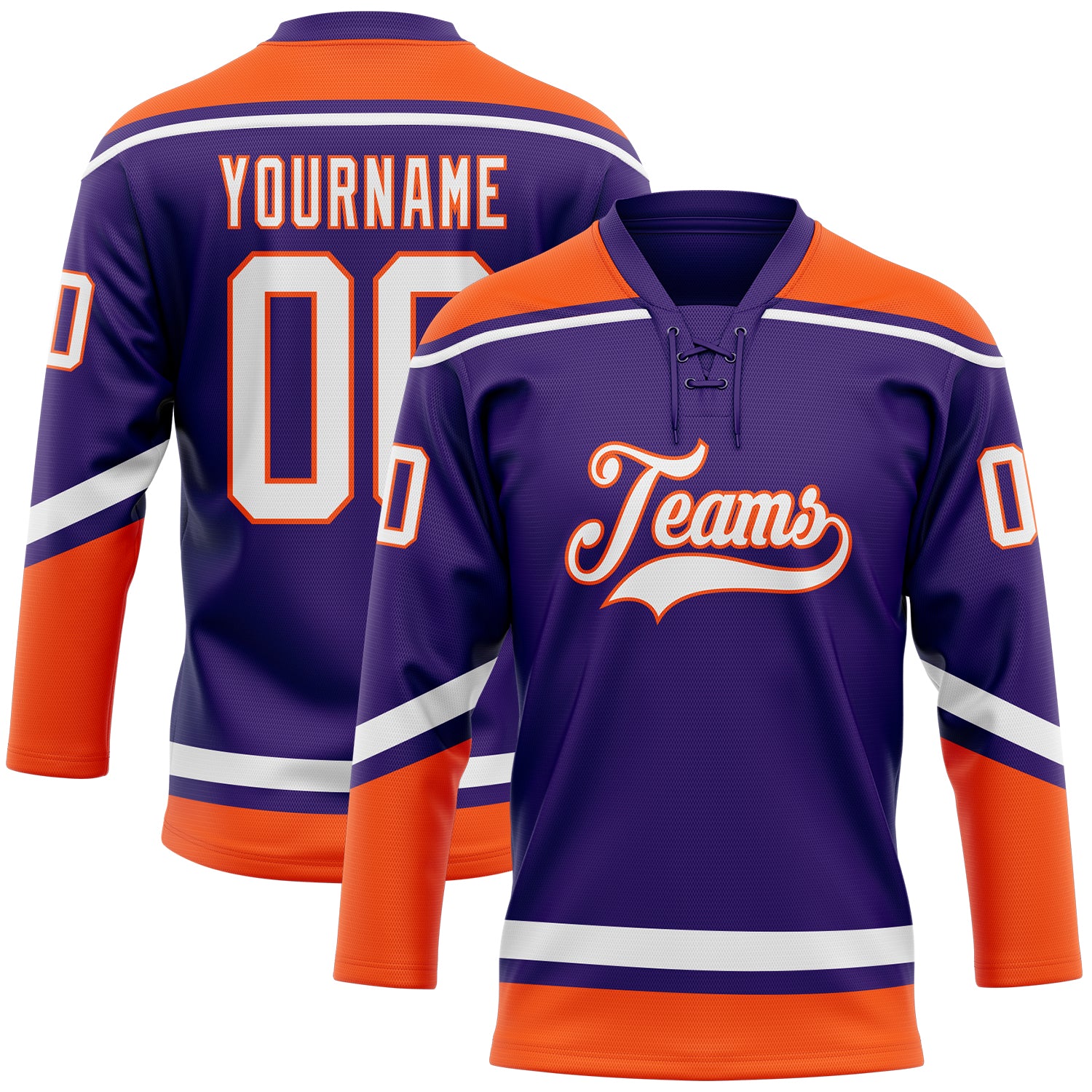 Custom Purple White-Black Hockey Lace Neck Jersey Discount