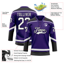 Charger l&#39;image dans la galerie, Custom Purple White-Black Hockey Lace Neck Jersey
