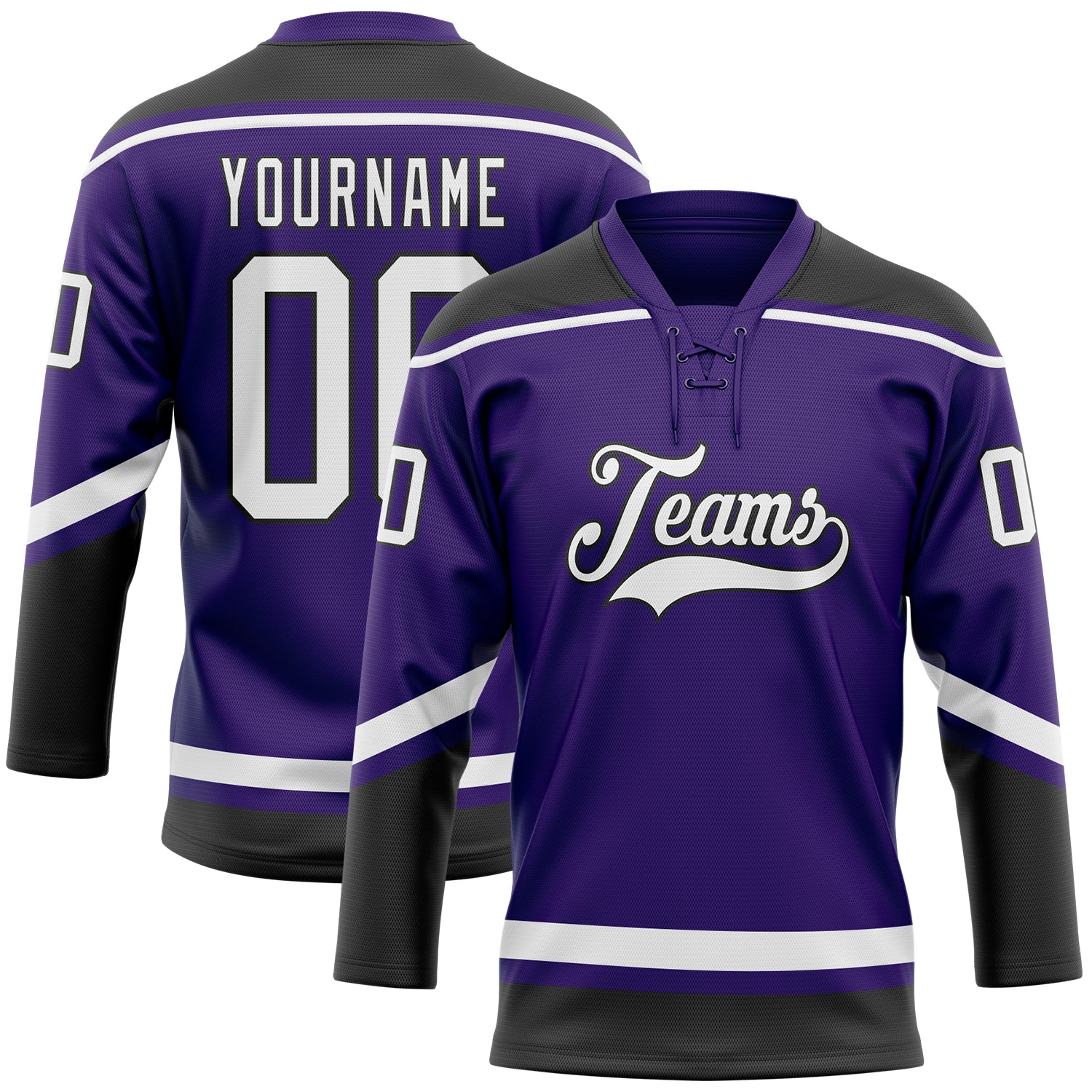 Cheap Custom Black White-Purple Hockey Jersey Free Shipping