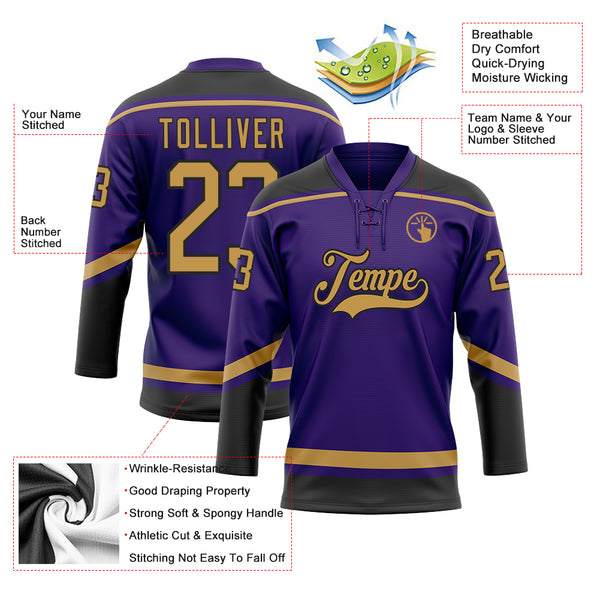 Cheap Custom Purple Black-Old Gold Hockey Jersey Free Shipping –  CustomJerseysPro